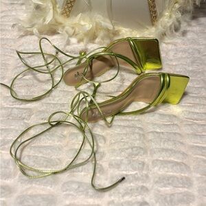 Women's Green Strappy Sexy Heels